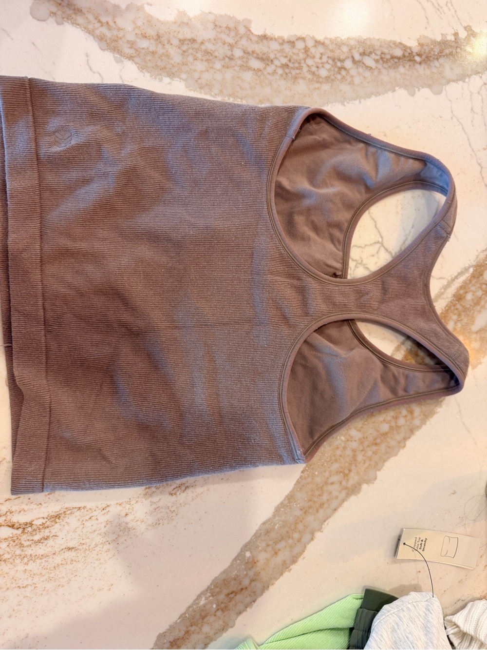 all in motion Taupe Ribbed Racerback Tank - Picture 2 of 2